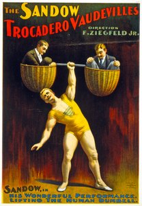 Poster publicidade O Sandow Trocadero Vaudevilles c.1894